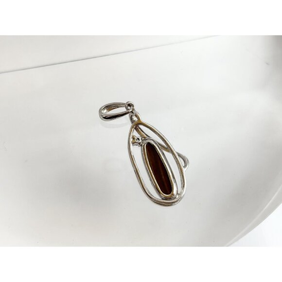 RARE Australian Opal Oval Crossover Swirly Sterling Silver 925 Vintage Pendant - Picture 7 of 9